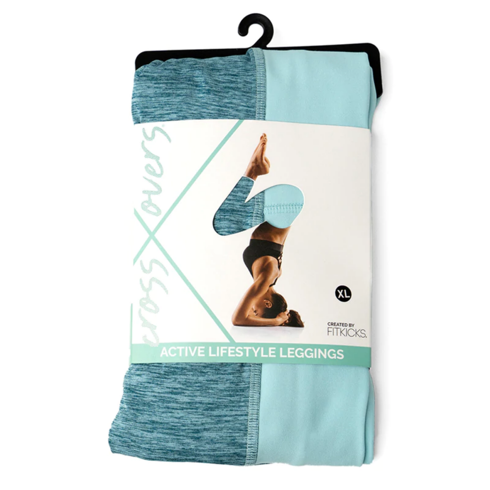 FITKICKS CROSSOVER COLORBLOCKED LEGGINGS, AQUA